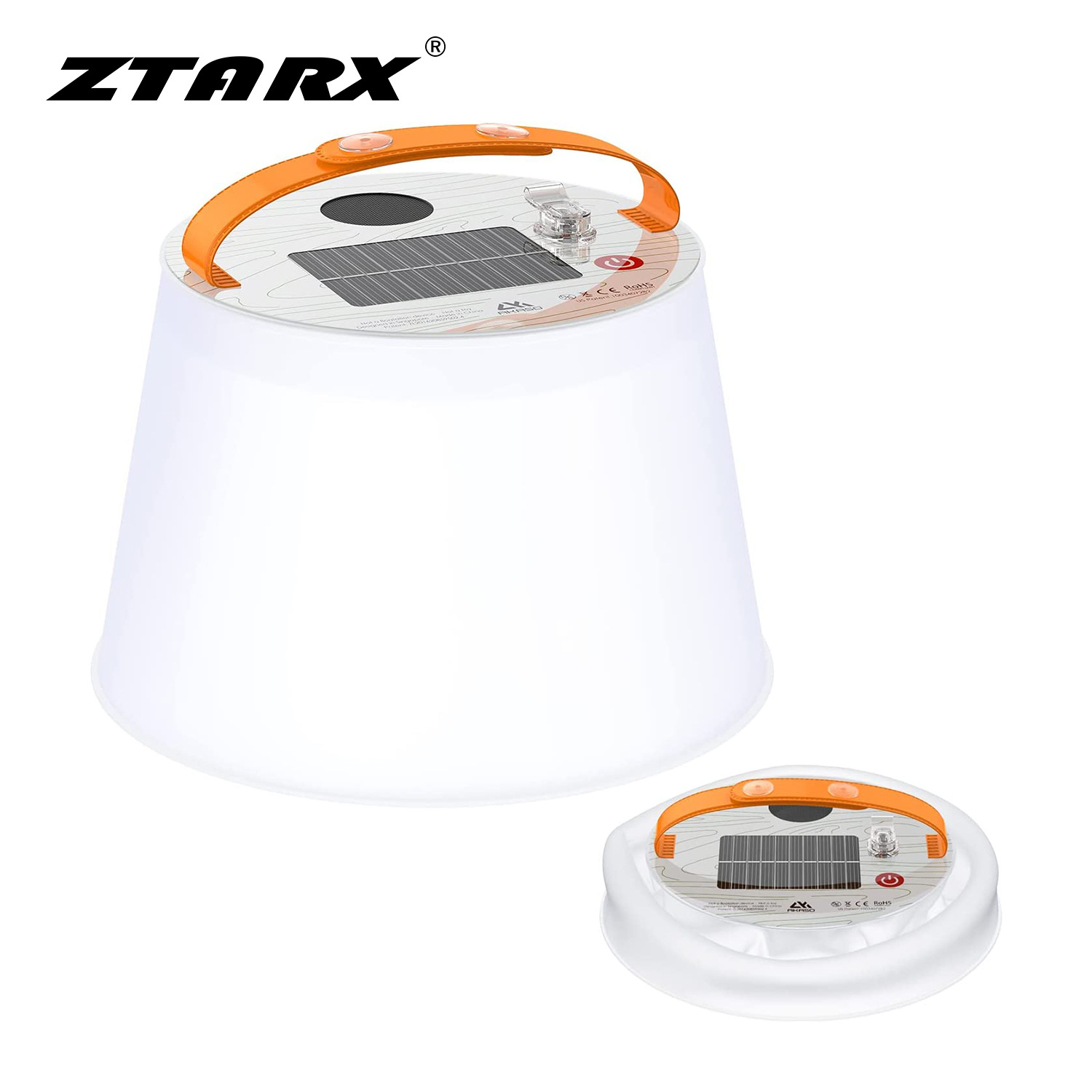 ZTARX Cross-border Outdoor Camping Lamp, Waterproof Folding Bluetooth Solar Inflatable Lamp, Magnetic camping tent lamp
