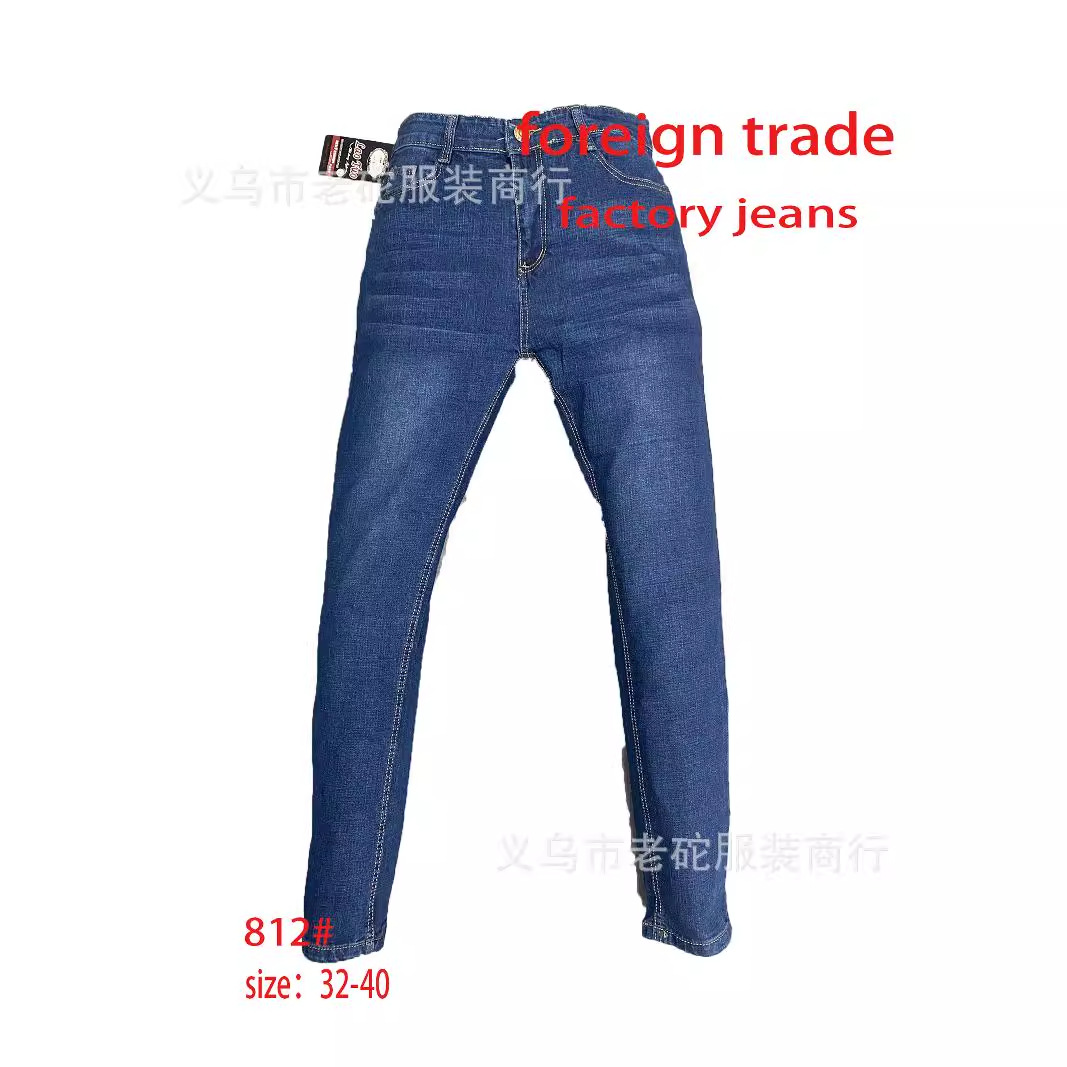 Export jeans, cross-border European and American wholesale jeans, men's factory men's jeans, straight jeans, plus-size jeans details Picture