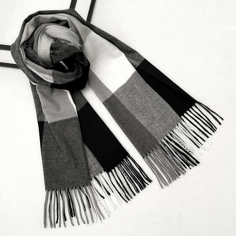 Checkered scarf in European, American and British style, fashionable for autumn and winter commuting, versatile and warm, ins cross-border faux cashmere student shawl Item Picture