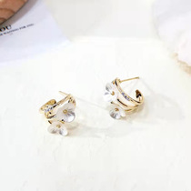 Beautiful silver products 14K gold earrings zircon designer 925C ring earrings small red book Douyin the same earrings girl