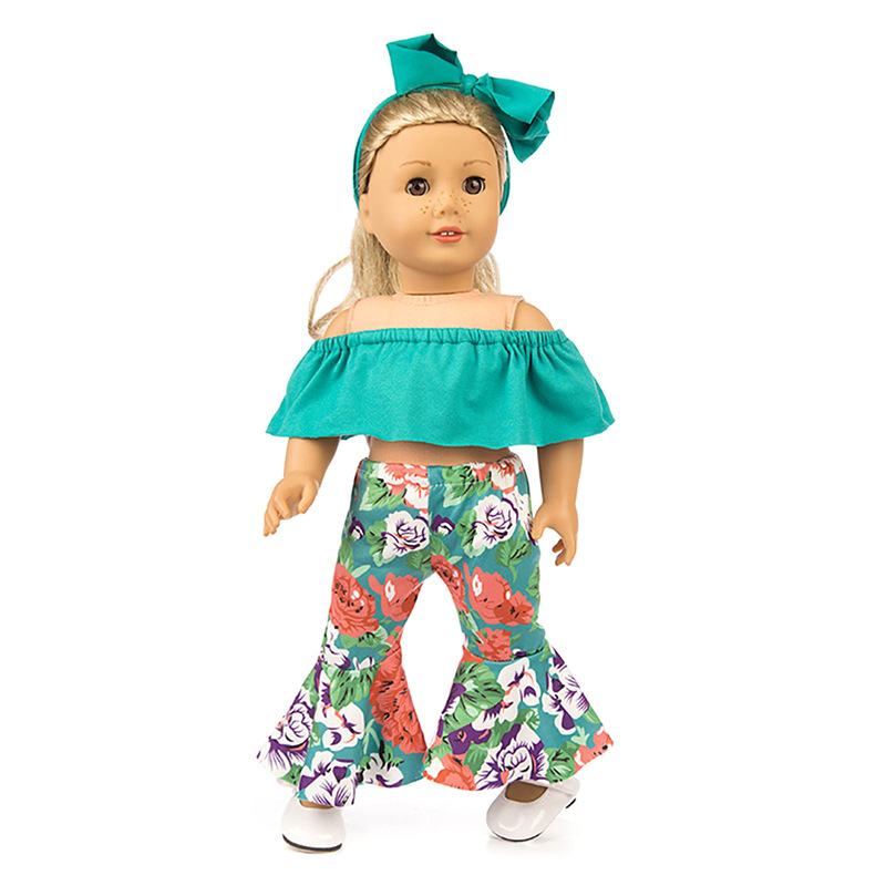 New 18-inch American girl's Shaff doll clothes, one-shoulder flared pants, fashionable dress-up clothing, wholesale of baby clothes Item Picture