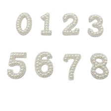 跨境数字珍珠水钻贴DIY珍珠自粘钻贴0-9无防布数字烫钻图案钻石贴