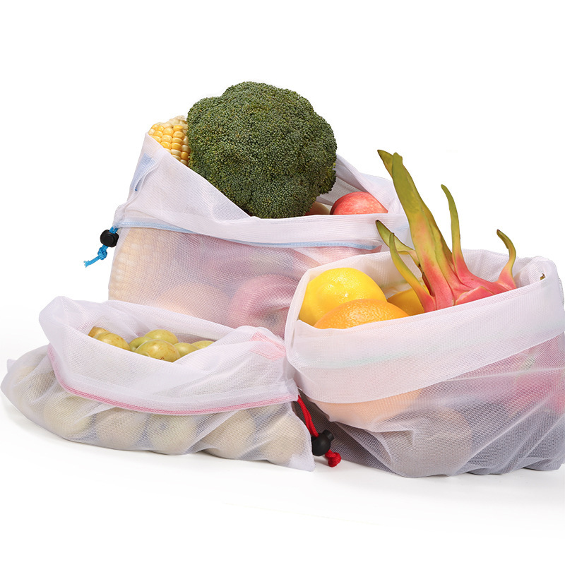 涤纶拉绳束口网袋超市菜场水果蔬菜抽绳网眼购物袋定制可重复使用详情图3