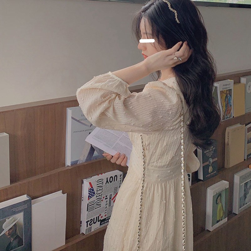 Spring and Autumn Women's Clothing's new French retro forest-themed chiffon dress, petite and slimming orange dress Application Scenario