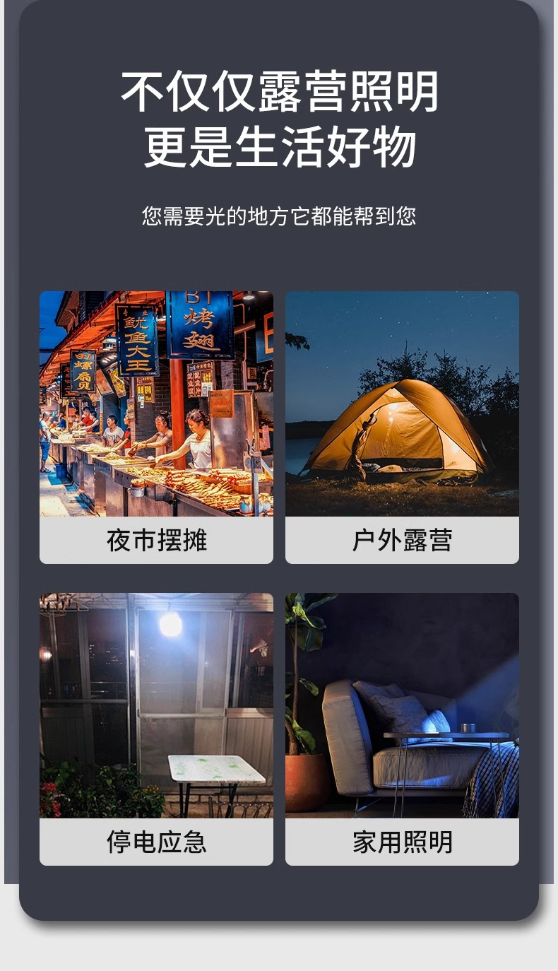 LED rechargeable bulb, household mobile night market, street stall lighting, ultra-long battery life, emergency outdoor camping lamp pic 3