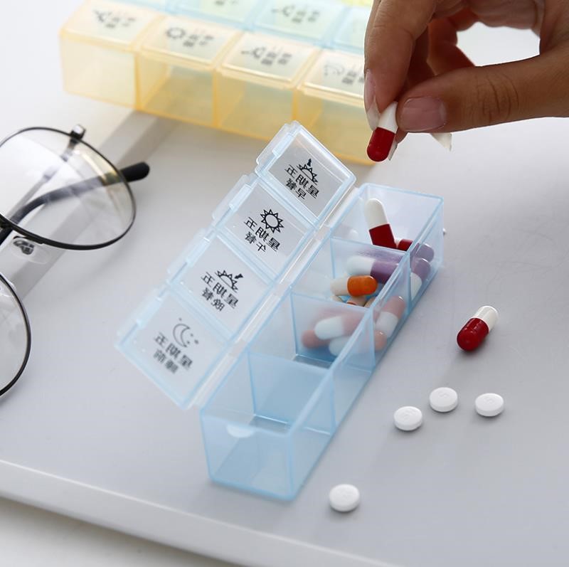 The medicine box is a large-capacity dispensing device for seven days a week, including morning, noon and evening. It is a portable storage box for the week to remind you of the pills Application Scenario