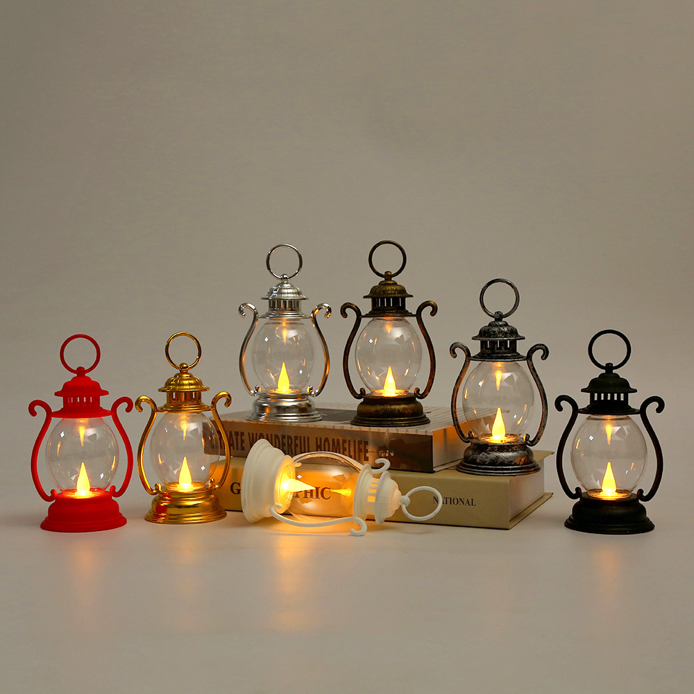 Cross-border new retro small lantern, LED electronic candle, small oil lamp, creative atmosphere decoration gift, wind lantern and horse lantern details Picture