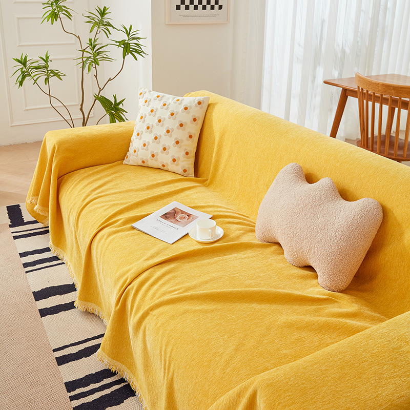 素色沙发垫奶油风雪尼尔沙发盖布温馨北欧毯子巾坐垫ins沙发套罩