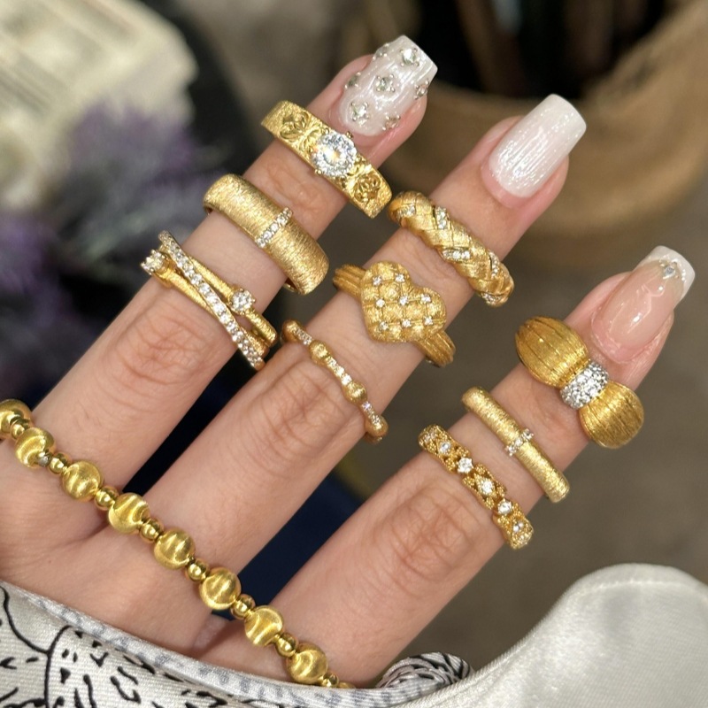 New mid-style brushed zircon S925 sterling silver ring, non-fading, women's light luxury, niche open ring wholesale details Picture