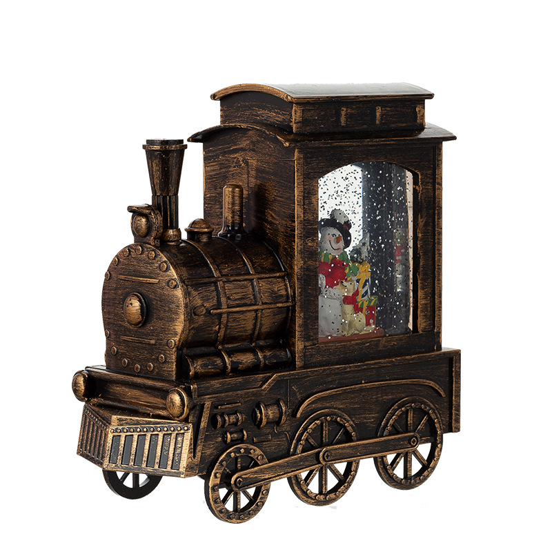 Christmas Decoration Small Train Crystal Ball Automatic Snow Music Box Christmas Gift Santa Claus Night Light Item Picture