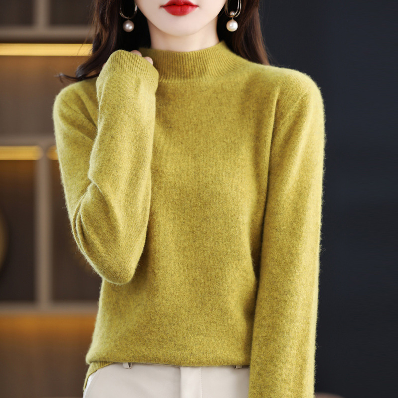 [The Same Style In The Mall] First-Line Ready-To-Wear Semi-Turtleneck Cashmere Sweater For Women 2022 Autumn/Winter Seamless Bottom Sweater Cashmere Sweater Application Scenario