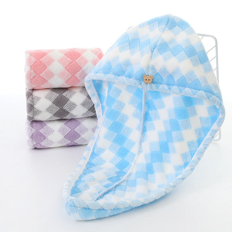 【 Chi Jia 】 Coral Fleece dry hair cap, Absorbent shampoo towel, Hair drying headscarf, cute shower cap, dry hair towel