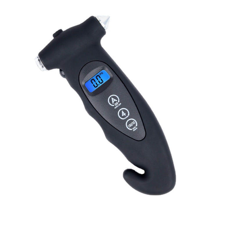Safety hammer tire pressure count display tire pressure gauge Multifunctional LCD digital display digital tire pressure gauge Automotive 5 in 1 tire pressure gauge full figure