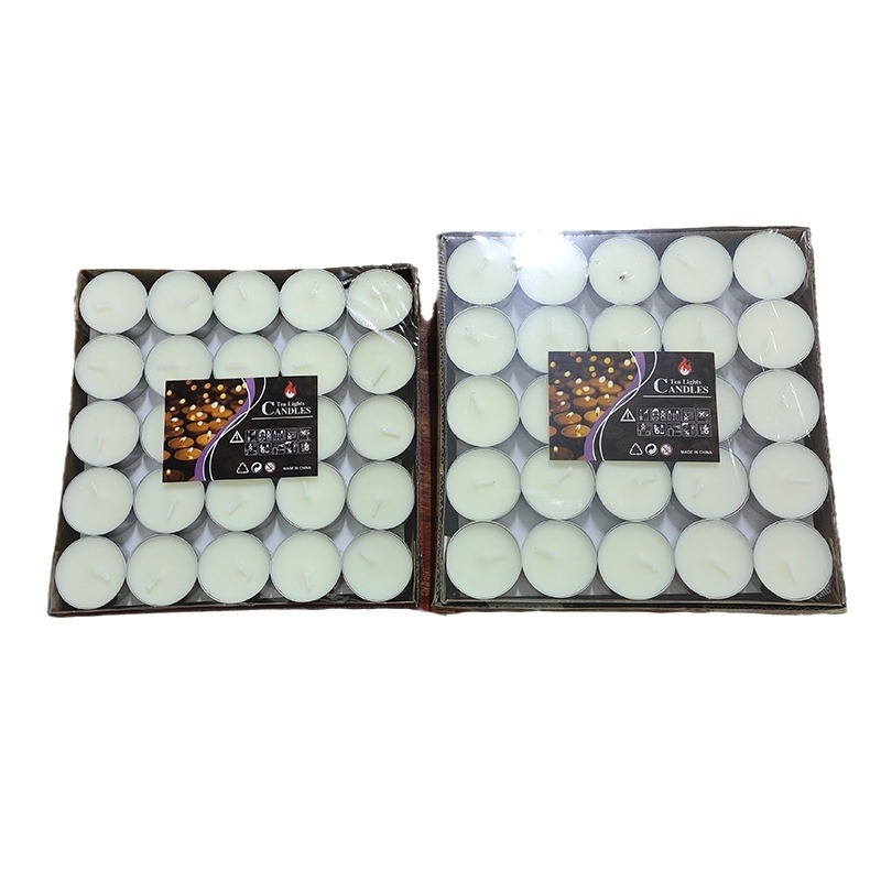 Wholesale of 100 box-packed 4-hour smokeless candle tea brewing paraffin wax birthday confession small candles, 50 round pieces Item Picture