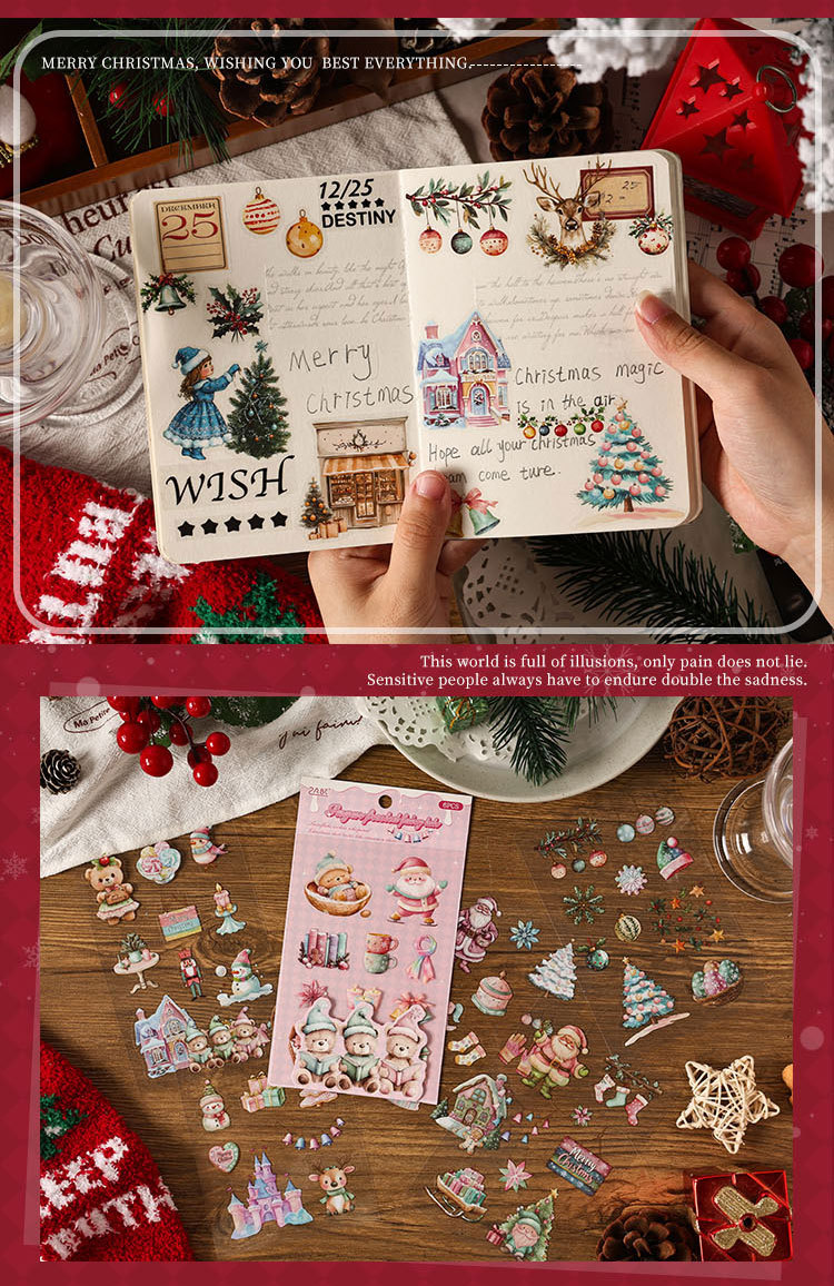 悦真雪夜颂歌防水贴纸手帐贴纸 跨境圣诞节贴纸手账贴纸手帐素材详情8