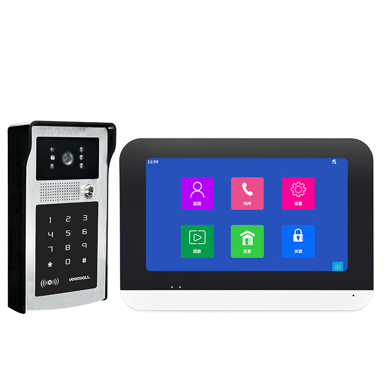 7-inch high-definition video intercom doorbell, touch screen, mobile phone remote unlocking, monitoring camera, photo-taking access control system