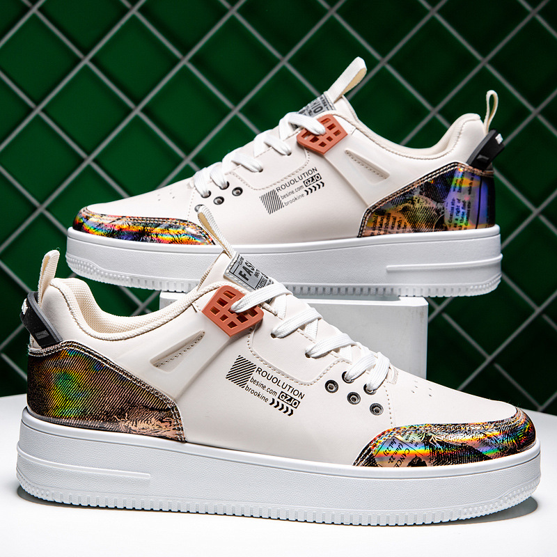 国潮时尚板鞋青年低帮皮面休闲运动潮鞋2022春季新款直播男鞋批发