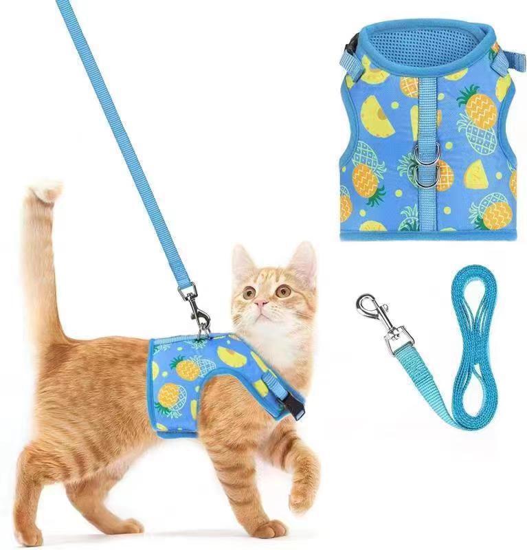 Pet traction products Cute fruit print Breathable durable cat chest back vest breathable pet chest straps Specification drawing