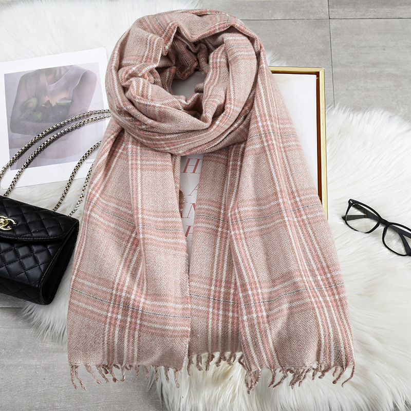 2022 Star Yang Mi With A Large Shawl Imitation Cashmere Scarf Plaid Lady Super Warm Thick Autumn And Winter Application Scenario