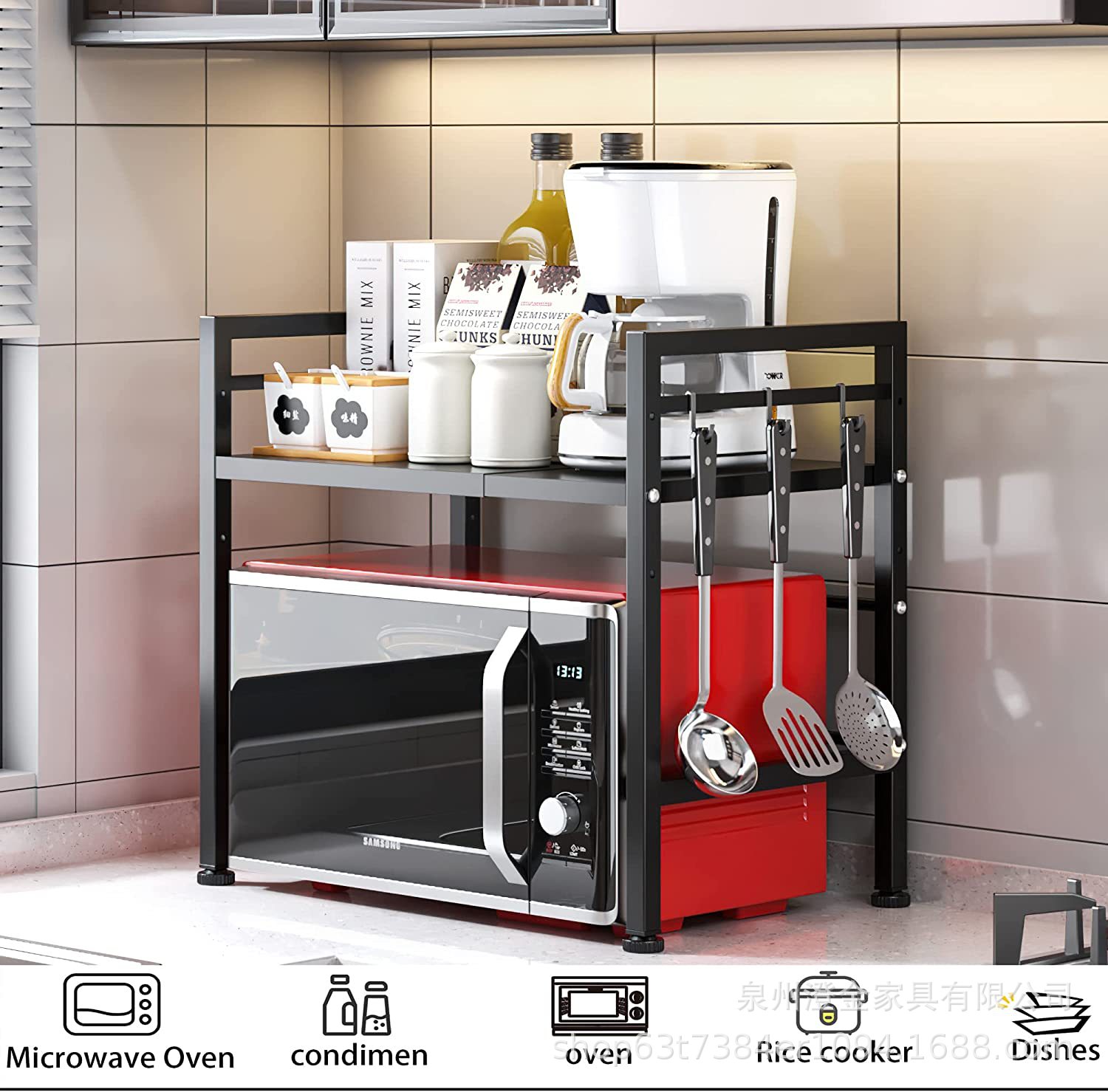 Countertop oven Retractable double-layer multifunctional tabletop Kitchen Storage Home cabinets Microwave shelf Storage racks