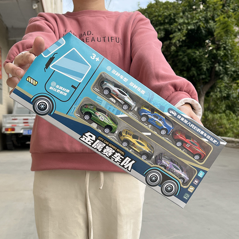 男孩合金车玩具金属回力小汽车模型配路障路灯礼盒装幼儿园礼品详情图3