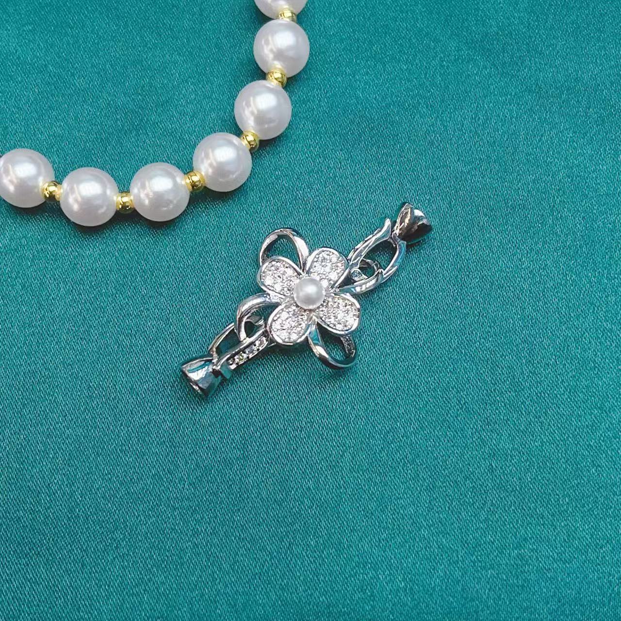 New non-fading pearl necklace clasp with copper plated with real gold, 18K flower micro-inlaid zircon bracelet clasp accessory details Picture