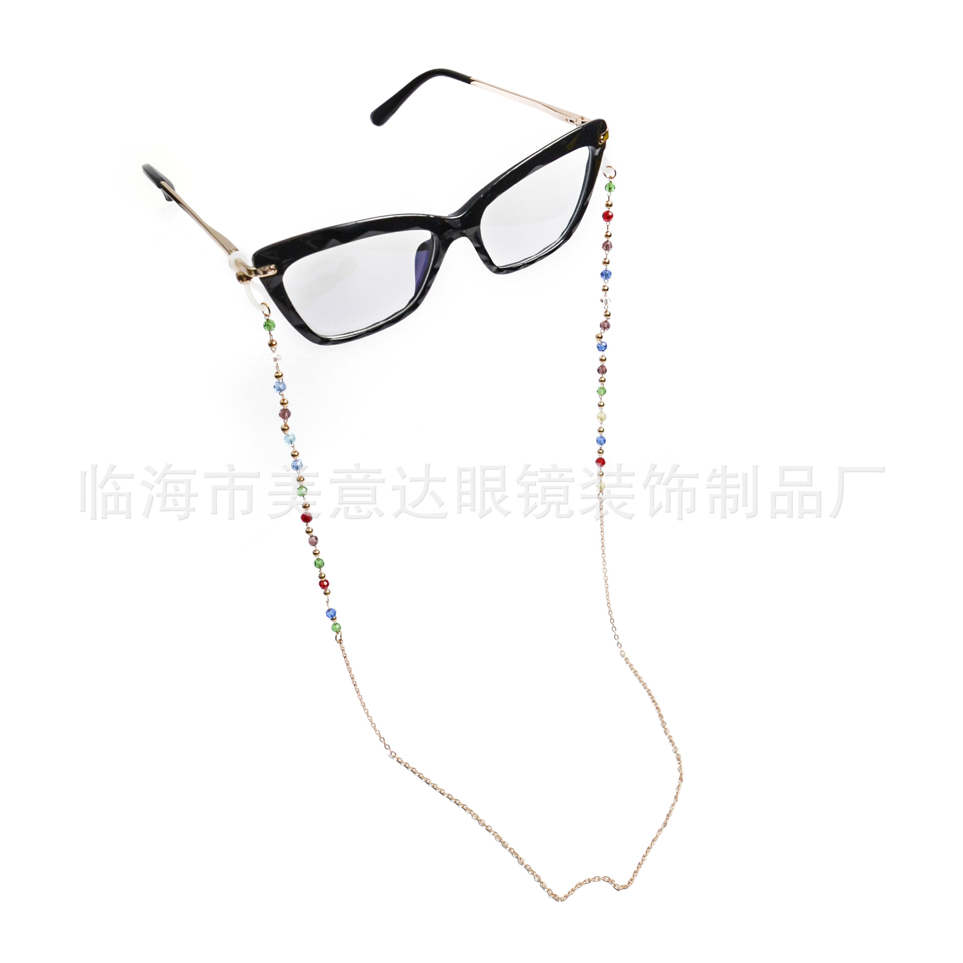 Colored bead metal eyeglass chains, eyeglass accessories, fashionable sunglasses, anti-loss eyeglass ropes details Picture