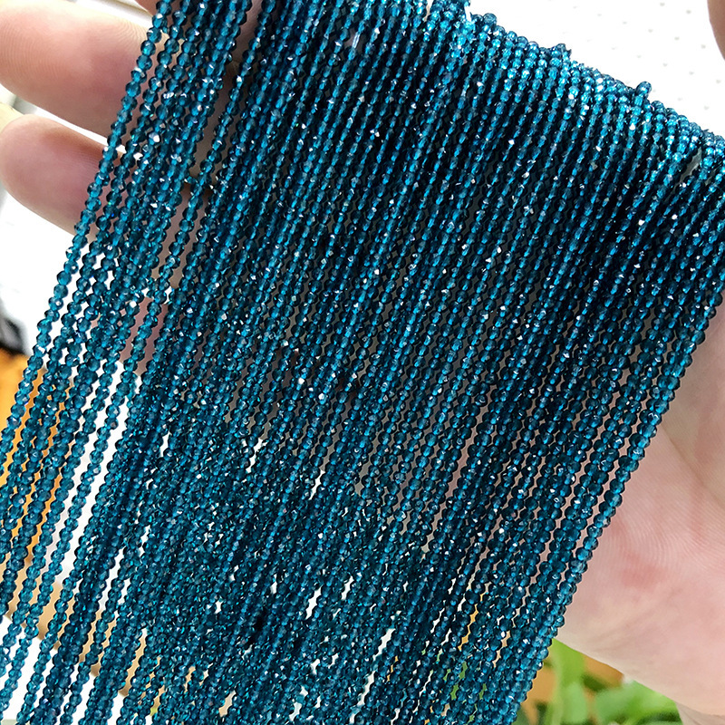 孔蓝色尖晶石个性饰品足球硬切面刻面圆珠算盘珠散珠DIY饰品配件