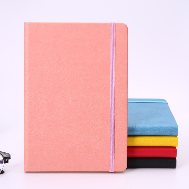 Cross-border exclusive leather notebook a5 with strap, hand-held notebook, logo set A6 notebook, meeting record book details Picture