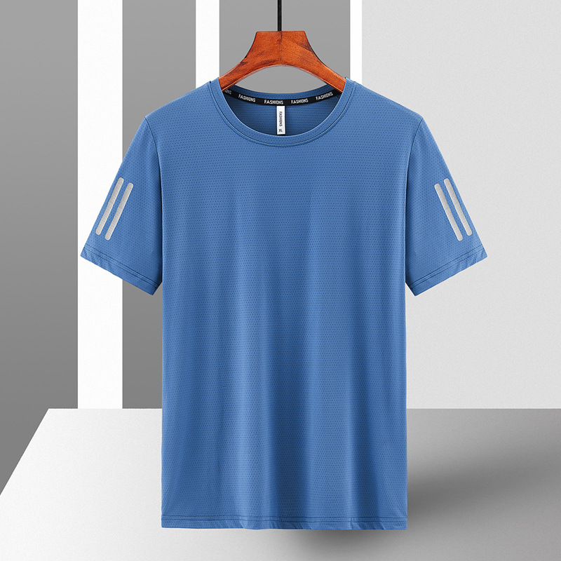 Ice Silk T-shirt for Men 2022 Summer, large-sized quick-drying short-sleeved T-shirt, sporty and casual top, thin and trendy men's wear Application Scenario