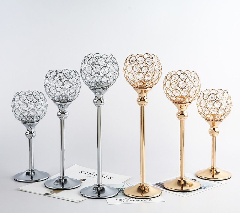 Creative Cross-Border Crystal Single Head Candlestick Romantic Wedding Table Living Room Hotel Candlelight Dinner Props Ornaments Item Picture