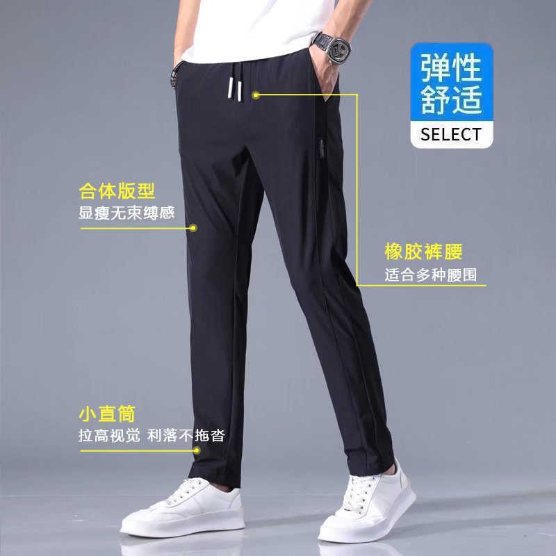 Casual pants for men 2022 Summer New Korean style slimming straight pants for men working on construction sites ice silk long pants for men thin style Application Scenario