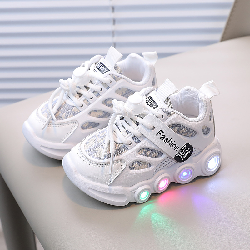 春秋新款LED灯鞋儿童鞋织带布面透气小童1-6岁发光鞋休闲运动鞋潮详情图3