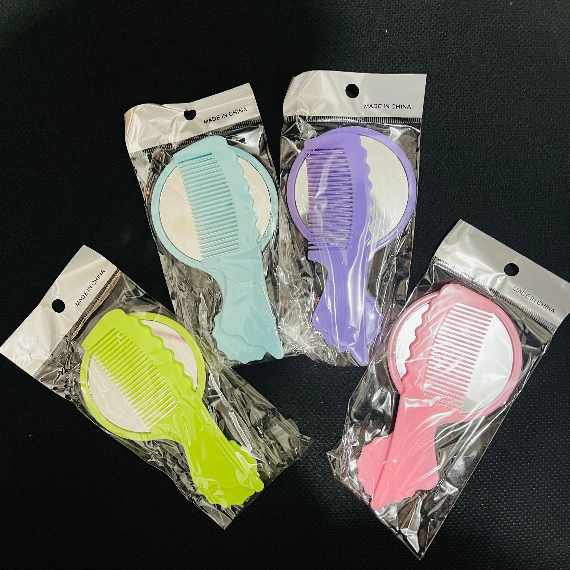 【3-13区】316镜梳套装 100/盒1000/箱316镜梳套装 便携小梳子小镜子数量美发梳化妆镜梳套装学生手柄