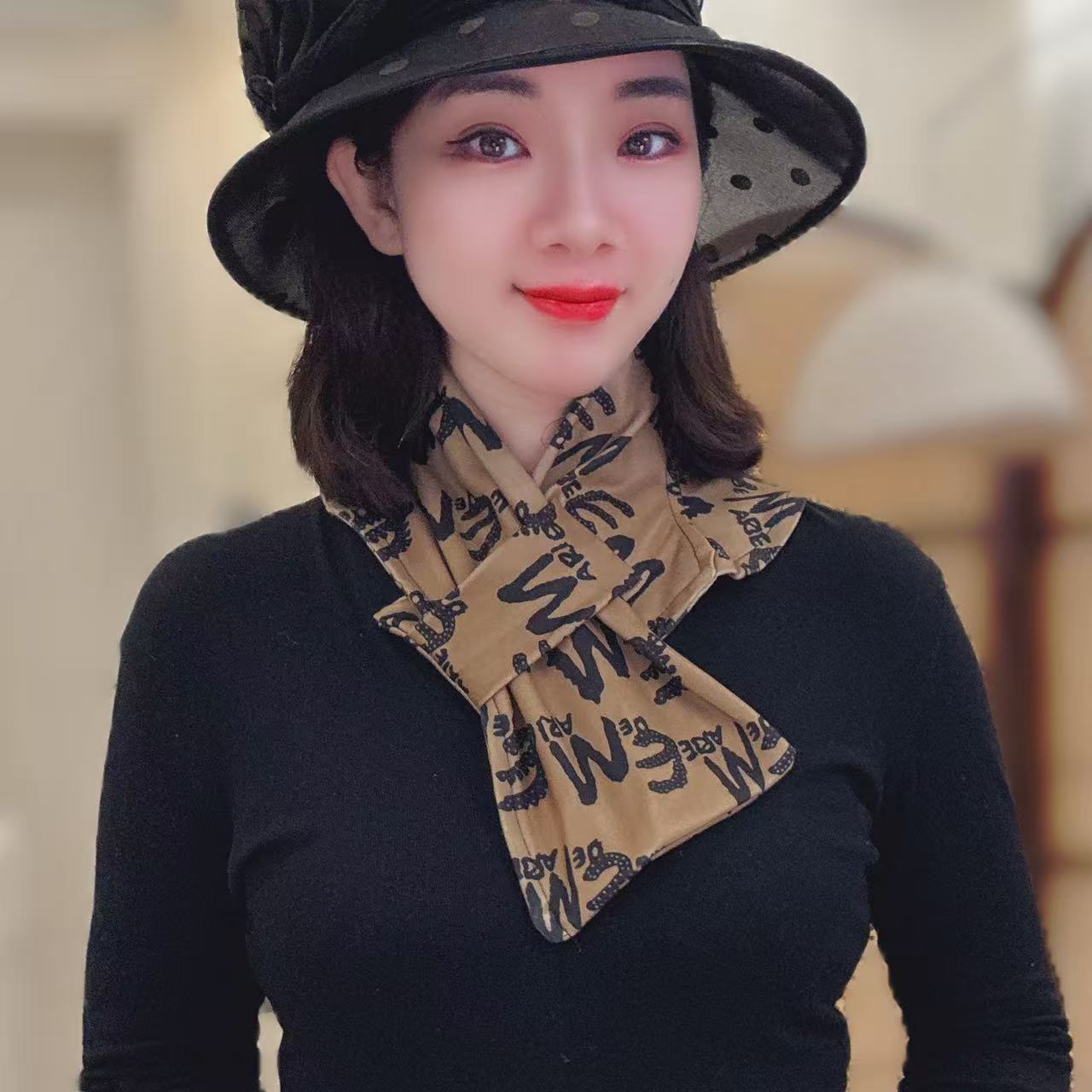 新款德绒带兜护颈围脖套防寒百搭脖套防风保暖围巾丝巾可放暖宝宝