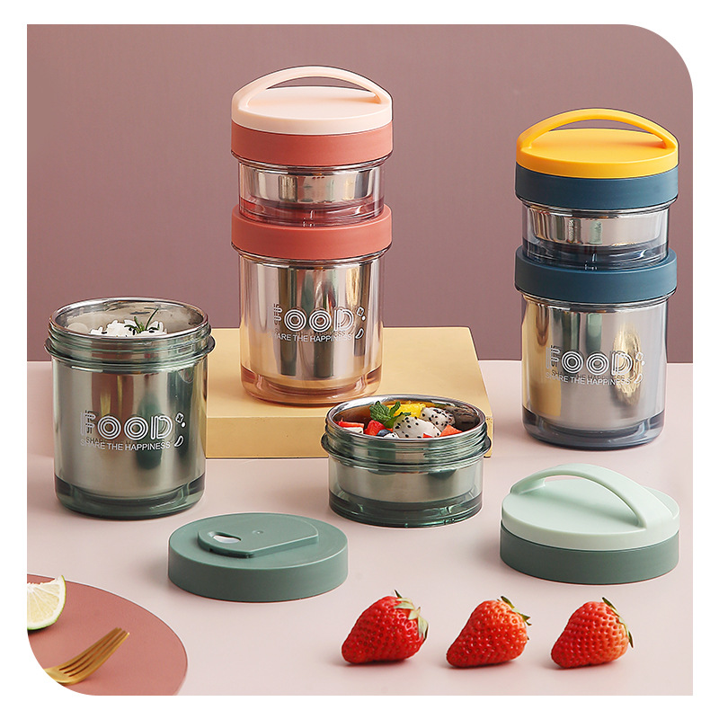 上班族保温杯学生早餐燕麦杯便携手提单层双层不锈钢304密封汤杯