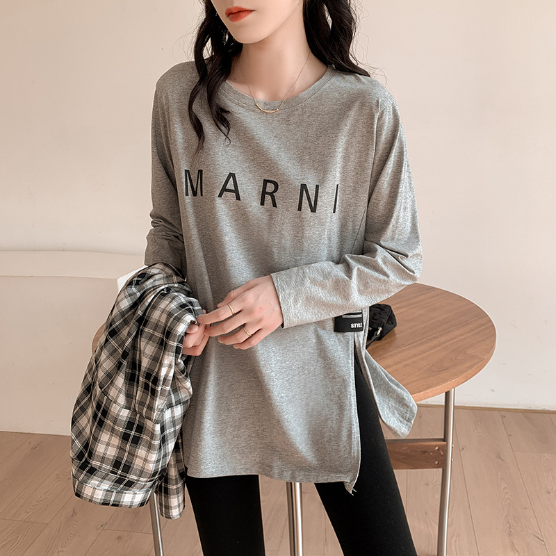 Spring 2022 New Striped Long-Sleeved T-Shirt Hoodie Women Thin Large Size Fashion Casual Loose Women's Base Shirt