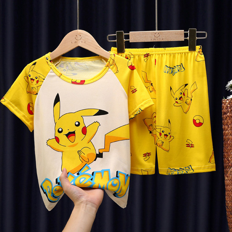 儿童睡衣夏季短袖男童小孩中大童可爱卡通女童小童薄款家居服套装