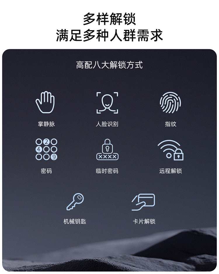 掌静脉人脸识别智能锁家用防盗门锁升级款详情6