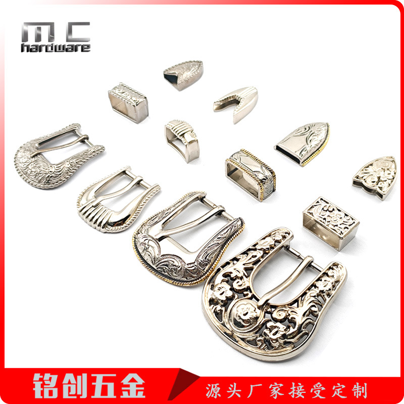 厂家批发欧美复古金属针扣皮带扣经典女士雕花三件套皮带扣现货详情图2