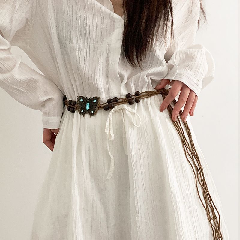 Versatile woven belt, Bohemian women's waist decoration belt, Korean style trendy decorative dress, casual waist chain details Picture