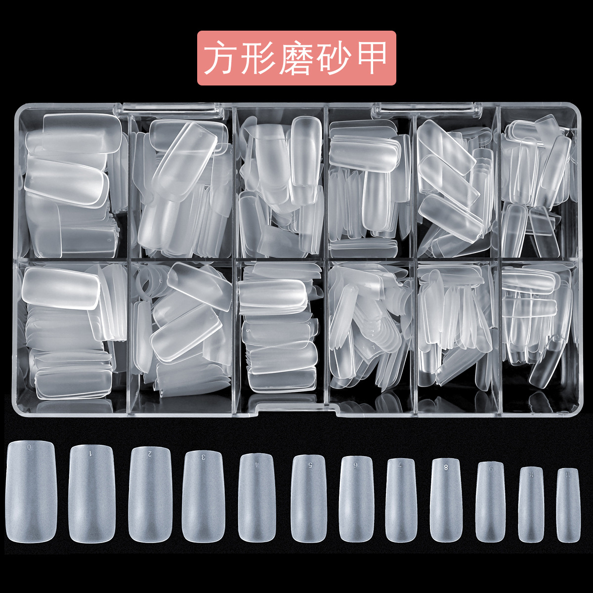 Nail Ultra Thin Non-Trace Clear Scrub Nail Plate Free Grinding Trapezoidal Drop Almond Scrub Full Stick Extension 504 Pieces Application Scenario