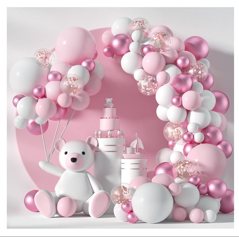 粉白色金属粉色气球链套装生日亮片气球套餐派对布置婚礼详情图2