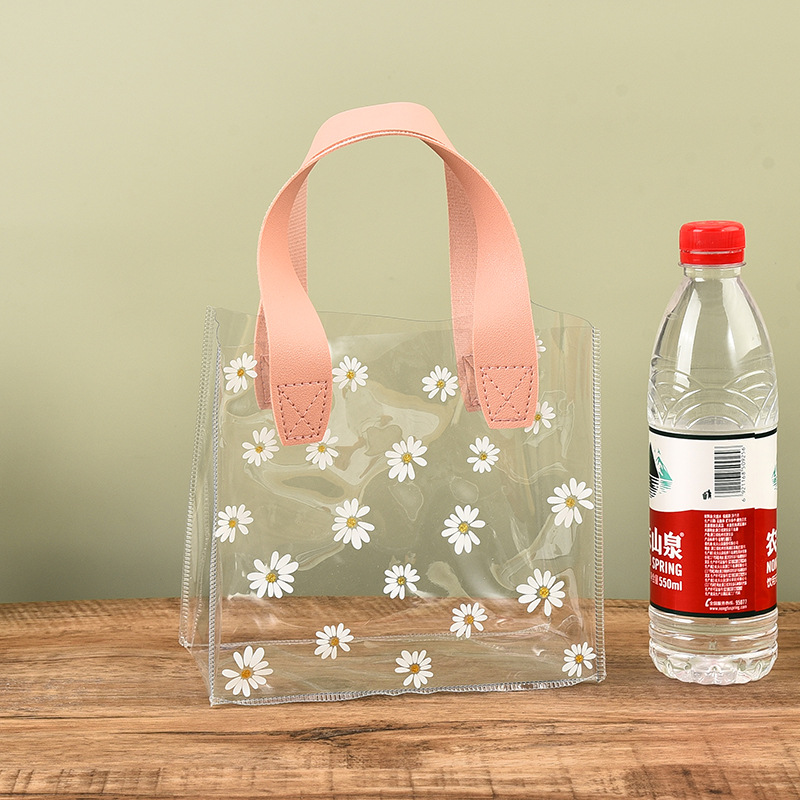 Wholesale of popular Instagram-style pvc transparent handbags, small Daisy shopping bags, plastic wedding candies, souvenirs and wedding gift bags pic 18