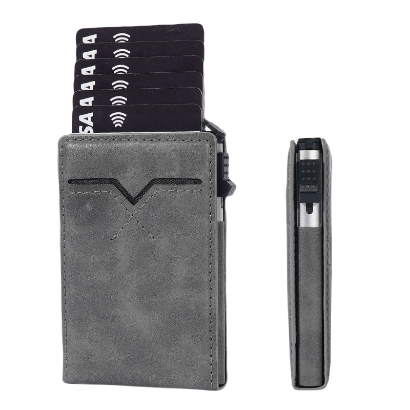 Wholesale New Amazon Wallet Carbon Fiber Pattern Flip Cover Metal Card Case Anti-Demagnetization Credit Card Case With A High-End Feel Item Picture