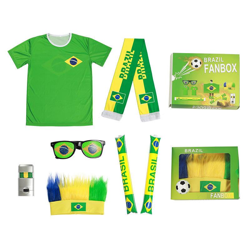 The 2026 World Cup product gift box set from the United States, Canada and Mexico, including fringed colored football scarves, fan wigs, glasses and face colors pic 14