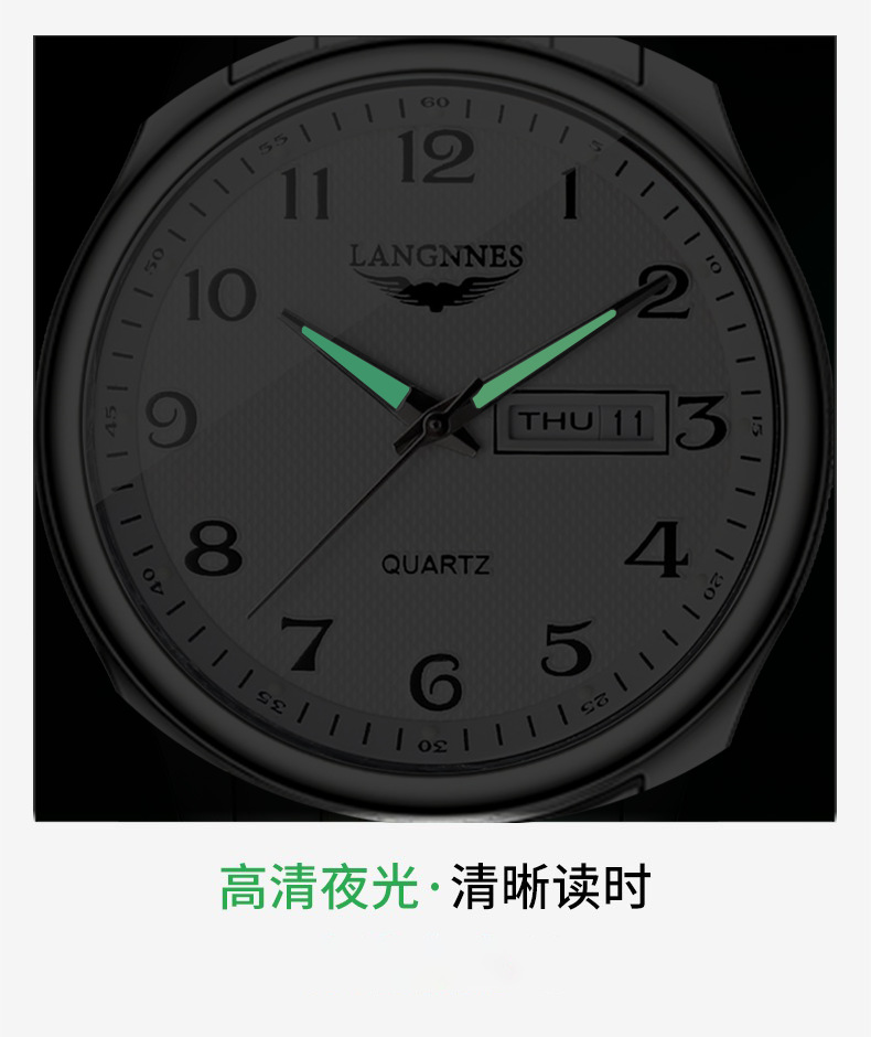 双日历星期男士手表瑞士非机械表款时尚腕表品牌高档全自动石英表详情7