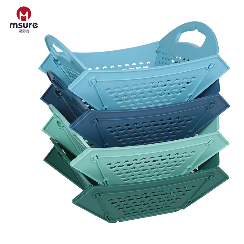 Simple handle fruit and vegetable basket drain basket household kitchen large capacity storage vegetable basket fruit basket folding basket wholesale Item Picture