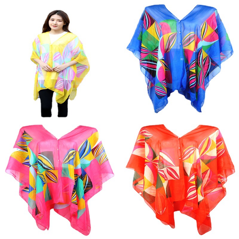 New Large Size Chiffon Beach Towel Spinning Beach Clothes Belly Shade Retro Print Bohemia Cross-Border Item Picture