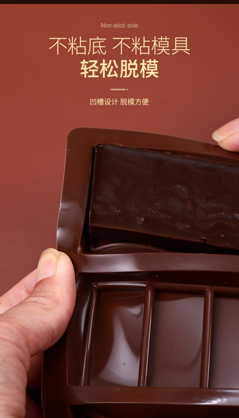 现货加厚迪拜巧克力模具不粘食品级烘焙长条朱古力华夫饼干蛋糕模详情9